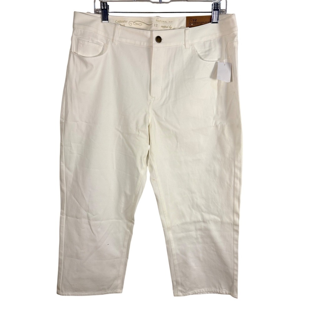 Coldwater Creek Cropped Leg Jeans 12 White Natural Fit Stretch NWT